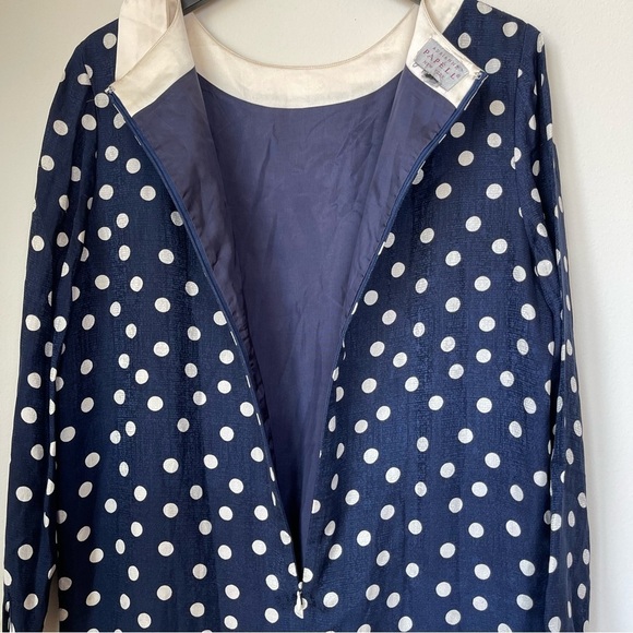 Vintage Adrianne Papell Polka Dot Dress – Navy & Cream - Picture 12 of 16
